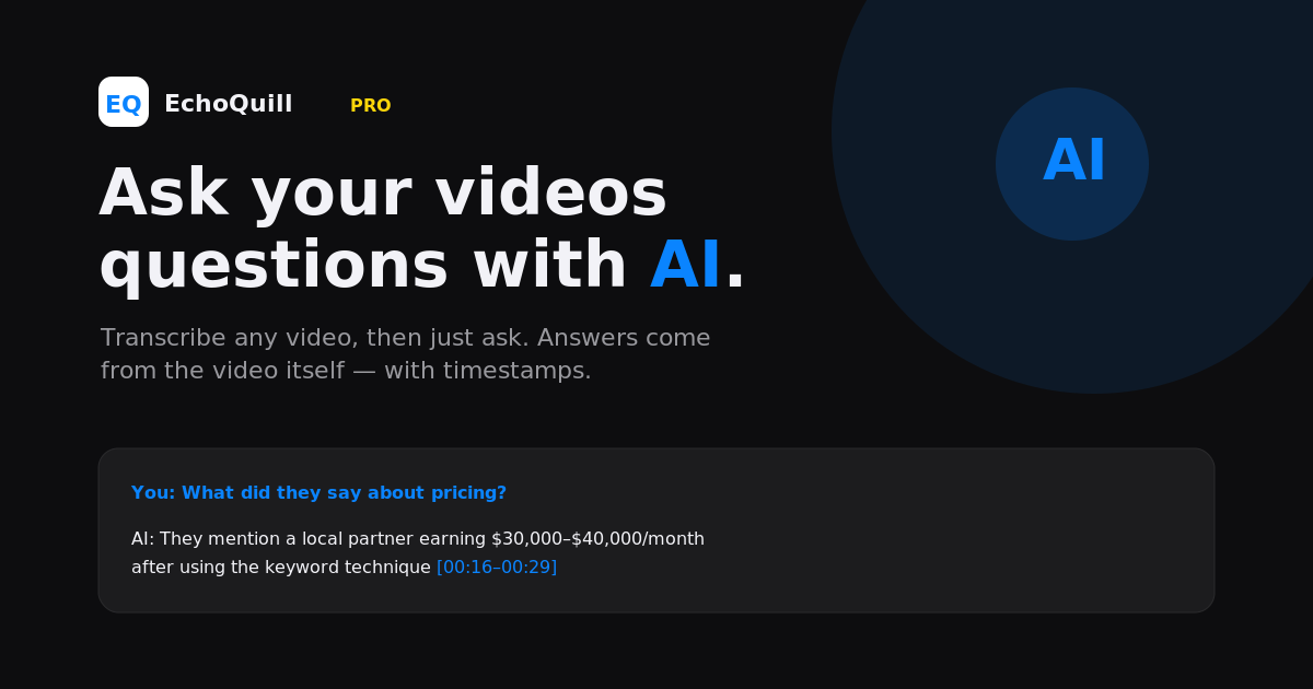 Ask AI about any video (Pro)